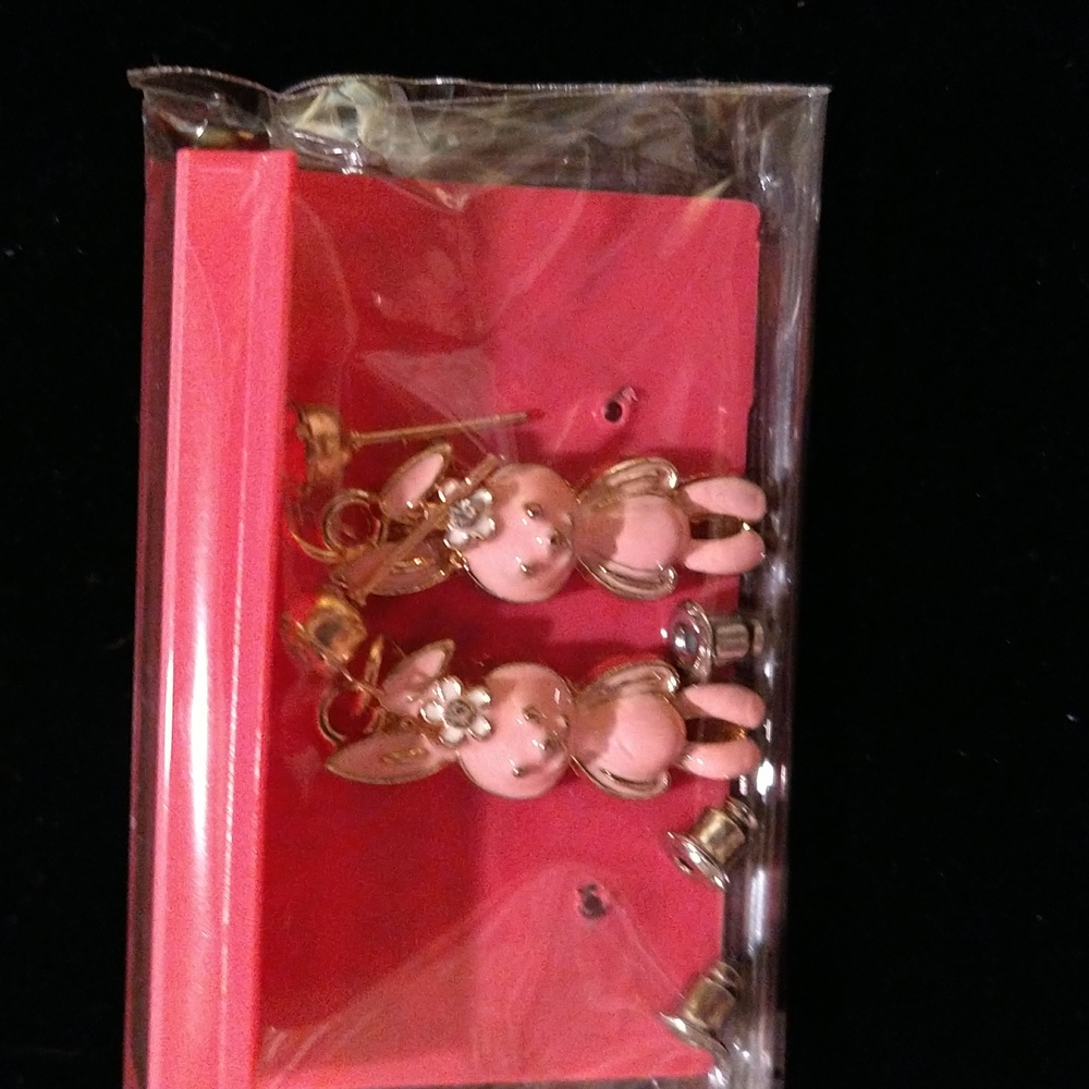 Dangle Pink Bunny Earrings